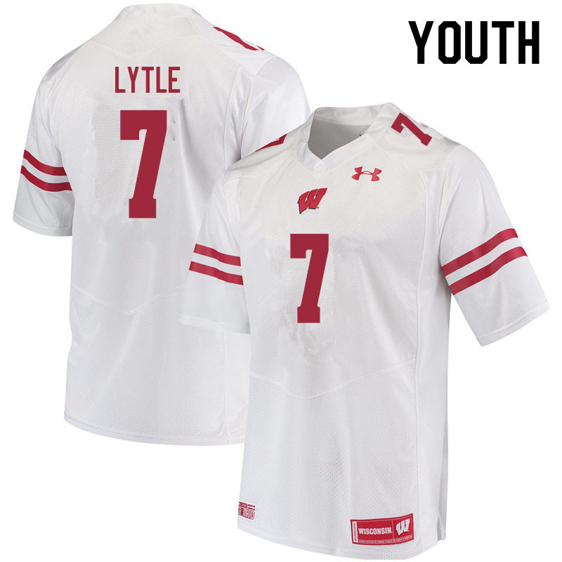 Wisconsin Badgers Youth #7 Spencer Lytle NCAA Under Armour Authentic White College Stitched Football Jersey PK40V07BD